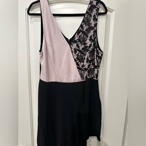 Elegant Black and Pink Lace Dress